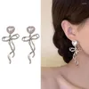 Dangle Earrings Fashion Bow Knot 드롭 하트 합금 재료 귀 스터드 학생 및 사무실 전문가를위한