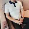 Summer Mens Knitting krótkie koszule polo-Polo Business Sports Golf Business Slim Fit Shirt Fashion Mash