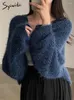 Cardigan tricoté élégant pour femmes, mode coréenne, manches longues, pull surdimensionné, couleur unie, pulls décontractés, 2024