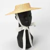 Chapeaux à larges bords Chapeaux de seau Chapeau d'aviron à large bord 10 cm 15 cm Chapeau de paille à bord plat pour femmes Chapeau de derby du Kentucky d'été Blanc Noir Ruban Cravate Chapeau de soleil Chapeau de plage J240305