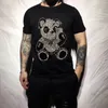 T-shirt di cotone a maniche corte di alta qualità alla moda Rhinestone Cool Male Heavy Technology Streetwear Sale Sendi Tshirt 240305