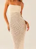 Dress Women Knitted Y2K Long Dress Spaghetti Strap Cut Out Bodycon Pencil Dress See Through Summer Club Beach Sexy Dresses Streetwear