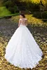 Beautiful White Butterflies Hand Made Flowers Dresses New Sheer Neck Cap Sleeves Appliques Long Bridal Gowns Wedding Dress 328 328