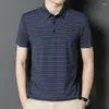 Camiseta masculina verão high end camisa de seda amoreira manga curta camiseta casual não ferro polo topo roupas masculinas camisa hombre