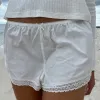 Shorts Maemukilabe Fairy Cottage Retro Shorts Cute Bow Lace Trim Boyshort Y2K Kawaii Lounge Pajamas Sweatshorts Korean Comfy Bottoms