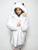 Ceketler Yeni Tilki Kürk Kapşonlu Yaka, Midongth Women's Faux Fur Matapt Hooded