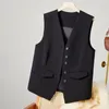 Kvinnors västar kvinnor passar Vest Lady Business Waistcoat Elegant V Neck ärmlös fast färg Enkelt breasted