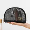 Kosmetiska väskor mesh makeup väska rese kosmetik lagring stor kapacitet bärbara transparenta tyg toalettartiklar