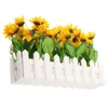 Decorative Flowers Wedding Decorations Artificial Flower Fence Sunflower Decorate Small White Sunflowers Home Fake Plants For Desk