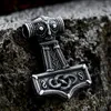 Anhänger Halsketten Beier 2024 Design 316L Edelstahl Wikinger Amulett Nordic Mjolnir Thors Hammer Eulenmuster für Männer Retro