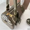 Kontrollerad handväska stor kapacitet tygväska kvinnor axel handväska lapptäcke färg canvas äkta läder hasp lady crossbody väskor avtagbart rem dubbelhandtag