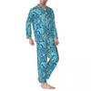 Мужская одежда для сна, пижамный комплект в стиле хиппи, светло-зеленый и розовый, милый мужской винтажный костюм из 2 предметов с длинными рукавами для спальни, большой размер