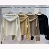 designer MIU Home Cardigan lavorato a maglia con cerniera e cappuccio da donna Maglione in cashmere di età ridotta stile pigro Autunno Inverno Nuova edizione VEXO