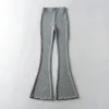 Jeans Effen gebreide hoge taille flare broek voor dames Geribbelde casual leggings Vrouwelijke elastische bodycon broek Mode streetwear