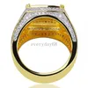 Hip Hop 18K Gold Pierścienie Square Diamond Ring Champion Pierścienie motocyklowe dla mężczyzn biżuteria modowa