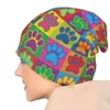 Berets Colorful Dog Beanie Hats Art PAWS HAT TRITÉ Gym Gym élastique hommes Caps Caps Spring Design Retro Bonnet Birthday Gift