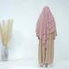 Ropa étnica Khimar Largo Tres Capas Gasa Alta Calidad Musulmán Headcover Modest Moda Oración Niqab Dubai Turco Hijab Islámico