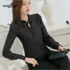 Camicetta Autunno 2019 Camicia bianca da donna Camicia nera a maniche lunghe Abbigliamento donna coreano Streetwear Camicetta sottile in chiffon Top donna elegante