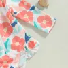 Swimwear Toddler Girls Summer Swimsuit Long Manches Floral Imprimes de maillot de bain Baignage avec un bandeau de baignade de baignade