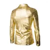 Mäns kostymer passar Slim Fit 2 Piece Set Solid Shiny Party Gold Silver For Men Wedding Prom Blazer Jacket and Pants Stage Costume