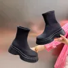 Autumn Winter Women Shoes 2023 Nya plattformskvinnor Stövlar Bekväma kil Damer Knäskor Beskable Casual Pink Long Boots