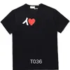 Designer Red Heart CDGS T-shirts Summer Mens de alta qualidade Play Shert Slave Moda de manga curta feminino des Badge Garcons Bordado 735