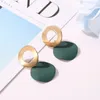 Brincos pendurados moda geométrica simples tridimensional disco irregular redondo para mulheres verde