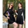 Costume da bagno donna taglie forti Costume intero con zip frontale contenitivo della pancia Costume da bagno con pantaloncini a maniche lunghe Rash Guard