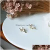 Stud Earrings 925 Sterling Sier Pearl Bowknot For Women Girl Cute Smooth Vintage Design Jewelry Birthday Gift Drop Drop Delivery Dhcqf