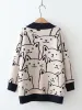 Cardigans feliz bonito gato dos desenhos animados de malha cardigans jumper outono inverno das mulheres harajuku camisola casaco opescoço manga longa cardigan 2023