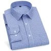 Top qualité hommes d'affaires décontracté chemise à manches longues classique rayé à carreaux à carreaux mâle robe sociale chemises pour homme violet bleu 240305