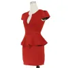 Jurk Dames Elegante Open Hals Korte Mouw Ruche Peplum Jurk Dragen om te werken Kantoor Zakelijk Vestidos Schede Potlood OL Bodycon Jurk