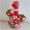 Guirlande de ballons en arc rouge fraise, nouveaux kits d'été, ballons en Latex pour mariage, décorations de fête d'anniversaire aux fruits, ballons de réception-cadeau pour bébé