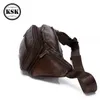 Mens Waist Pack Genuine Leather Bag Belt Male Fanny Fashion Luxury Small Shoulder Bags For Men KSK 240223