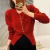 Hırkalar moda sweater kadınların enfes düğmesi örgü hırka ceket dişi bahar sonbahar 2023 yeni zarif katı uzun kollu üst