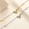 18K Gold Plated Chain Crystal Designer Bracelet Vintage Design Gold Plated Letter Bracelet New Girl Designer Brand Womens Jewelry