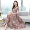 新しい中国スタイルのファッション女性フローラルプリントチョンサムビンテージ半袖長いドレスカジュアルエレガントなパーティー服