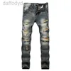 Jeans pour hommes hommes en détresse déchiré maigre mince Moto Biker casual Denim pantalon Hip Hop hommes jeans pour hommes 240305