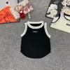 Kostenloser Versand 2024 Stricken Schwarz/Weiß O Neck Ärmellose Frauen Strick Designer Kristalle Kurze Frauen Tops 30524