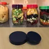 Pochettes à bijoux, paquet de 16 couvercles de bocaux en plastique colorés-8 bouchons de stockage des aliments antidérapants à bouche large et 8 boules régulières