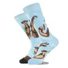 Chaussettes de femmes 2024 Vente de la personnalité d'asymétrie mignonne de haute qualité Fashion Femme Stockages Cartoon Animal Plant Sock