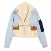 Women's Jackets Jackets Clothing Wool Denim Patchwork Coat Black Blue High Streetwear Plus Size 240305