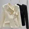 Blazer da donna primavera autunno moda stile Hepburn cerniera laterale cappotto casual unico francese 240226