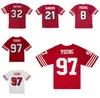 Stitched football Jersey 97 Bryant Young 1994 red white mesh retro Rugby jerseys Men women youth S-6XL