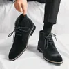 Sapatos de vestido masculino na moda apontou toe lace-up resistente ao desgaste botas antiderrapantes inteligentes casuais homens homens couro original