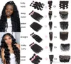 Meetu Body Straight Water Looke Deep Extensions Natural Color Kinky Curly Human Hair Bundly with Lace Prontal Closure 44 13x4 FO457151