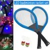 Family Entertainment Açık Gece Işık Eğitimi Led Badminton Raket Setleri Kapalı Açık Spor Badminton Aksesuarları 240227