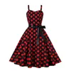 Casual Dresses Cocktail Dress For Women European And American Women's Polka Dot Retro Large Hem Tie Long Skirts Bright Prom