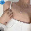 Coreano nuovo brillante rosa zircone cuore catena clavicola collana da donna squisita collana girocollo gioielli per regalo da donna