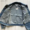 女性用ジャケット品質​​デザイナージャケットカットアウトステッカー刺繍フィットデニムコートカーディガンスリーブ衣類240305